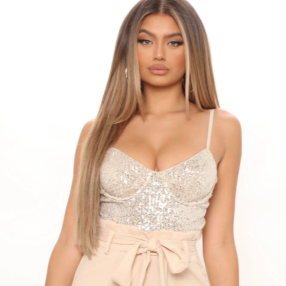 Dazzling Sparkle Jumpsuit - Nude